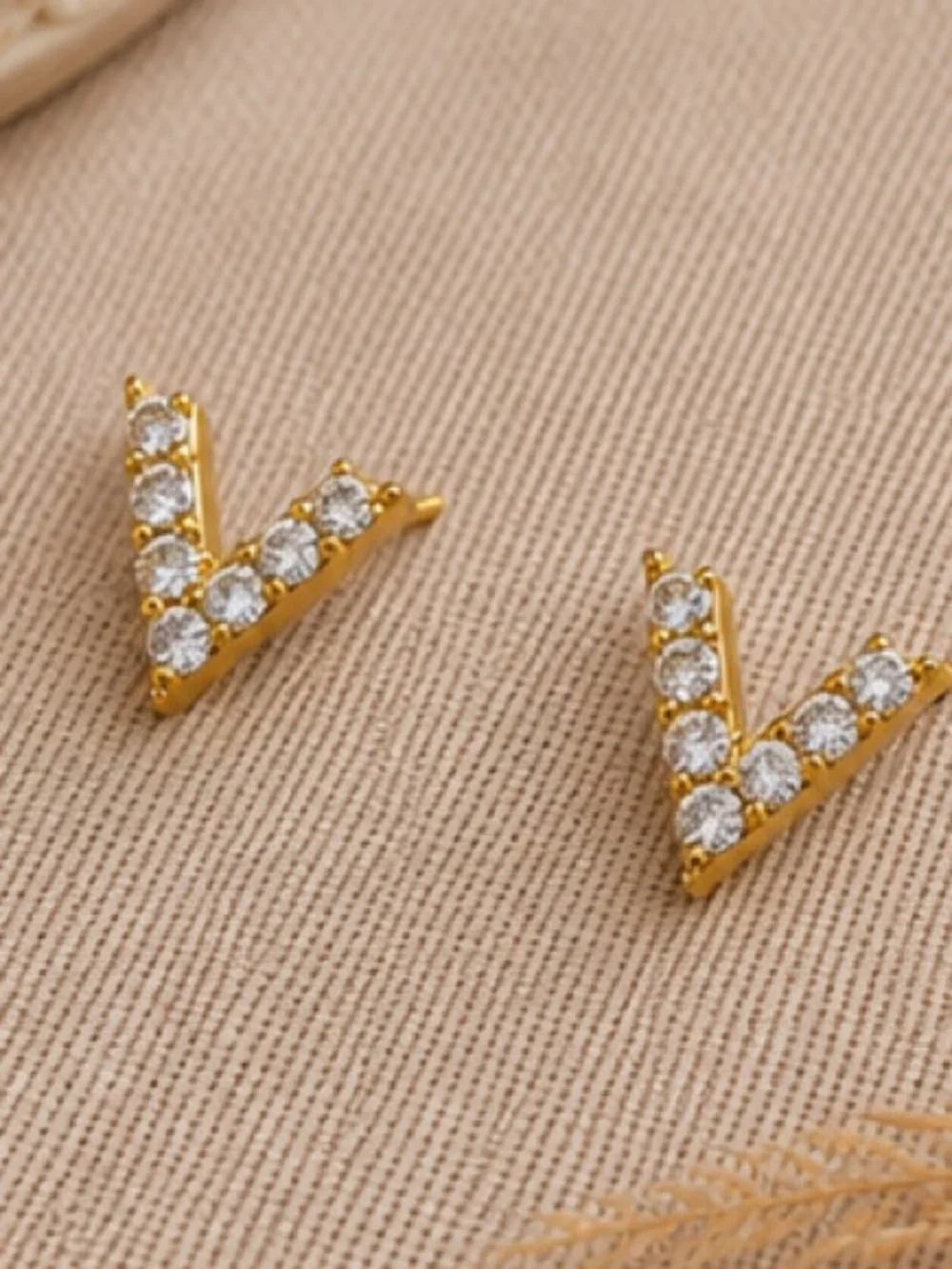 Gold Minimalist V Stud Earrings Designer Inspired